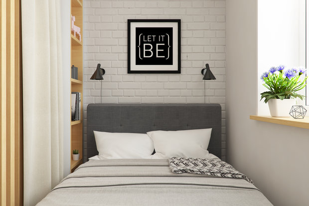 Фотография: Спальня в стиле Скандинавский, Квартира, Проект дня, Москва, Geometrium, П-44, Панельный дом, 3 комнаты, 60-90 метров – фото на INMYROOM