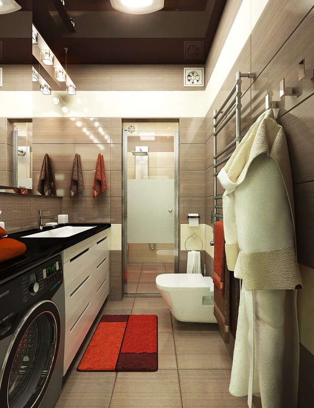 Фото из портфолио Оранжевая ванная с хамамом и мозаикой – фотографии дизайна интерьеров на INMYROOM