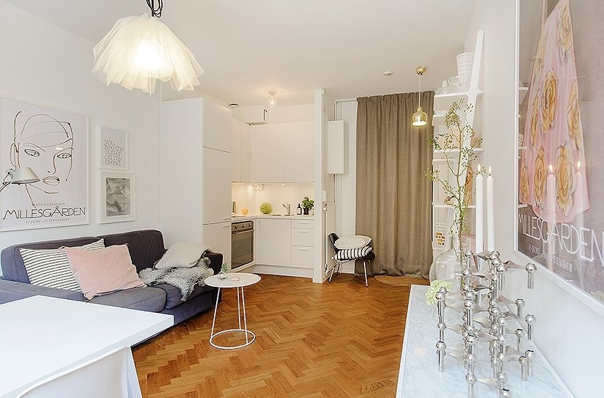 Фотография: Гостиная в стиле Скандинавский, Современный, Малогабаритная квартира, Квартира, Швеция, Дома и квартиры – фото на INMYROOM