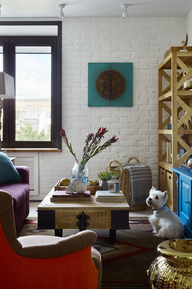 Фотография: Гостиная в стиле Эклектика, Квартира, Проект недели, Москва, Сталинка, 3 комнаты, 60-90 метров, Дарья Мисюра – фото на INMYROOM