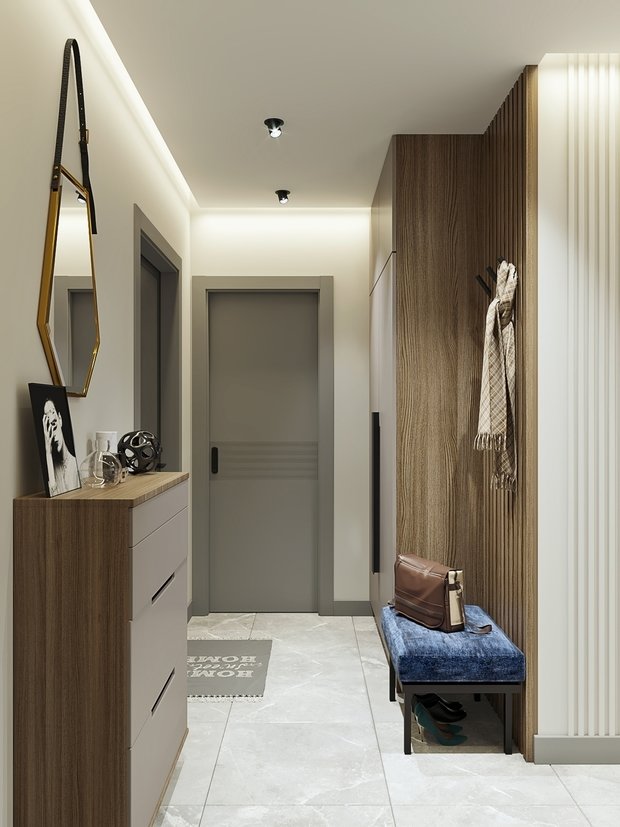 Визуализация интерьера прихожей в стиле минимализм