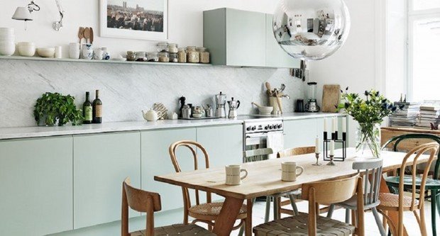 Фото из портфолио Скандинавская квартира с мятно-зеленой кухней – фотографии дизайна интерьеров на INMYROOM