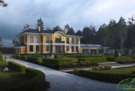 Двухэтажный особняк в неоклассическом стиле