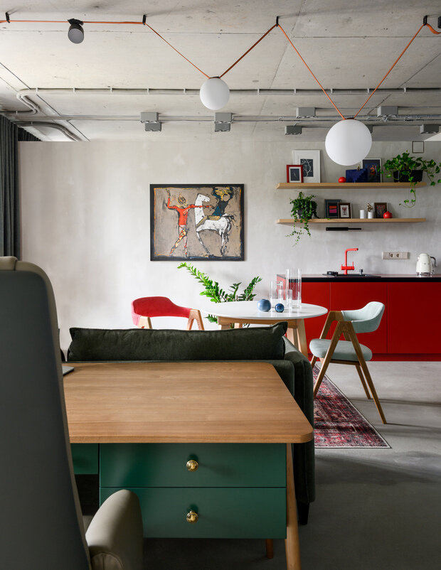 Фотография: Кухня и столовая в стиле Лофт, Современный, Квартира, Проект дня, Новосибирск, 2 комнаты, 40-60 метров, Анастасия Каширская, современный с элементами минимализма и лофта – фото на INMYROOM