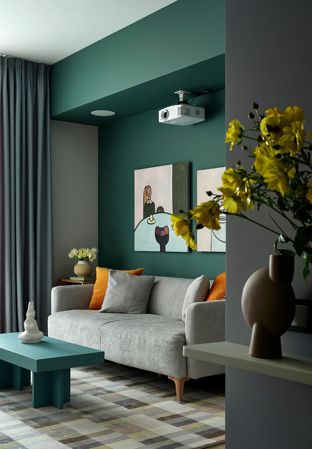 Фотография: Гостиная в стиле Современный, Эклектика, Квартира, Проект дня, Москва, Фрунзенская набережная, Сталинка, 3 комнаты, 60-90 метров, Анна Громова – фото на INMYROOM