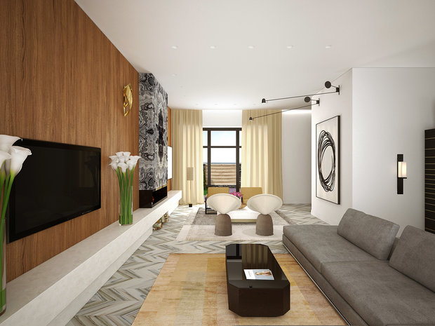 Фотография: Гостиная в стиле Минимализм, Дом, Проект недели – фото на INMYROOM