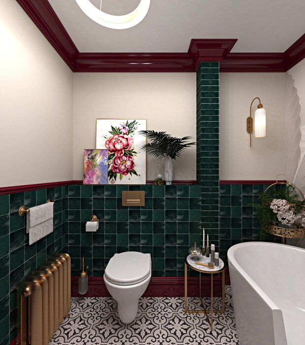 Фото из портфолио Ванная комната "Яркая классика" – фотографии дизайна интерьеров на INMYROOM