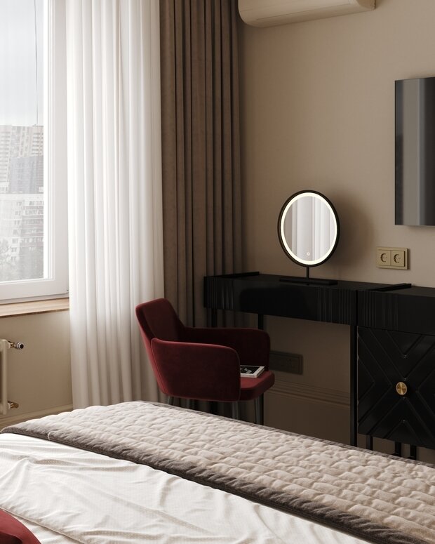 Фотография: Спальня в стиле Современный, Квартира, Проект дня, Монолитный дом, 2 комнаты, 40-60 метров, Илона Рафикова – фото на INMYROOM