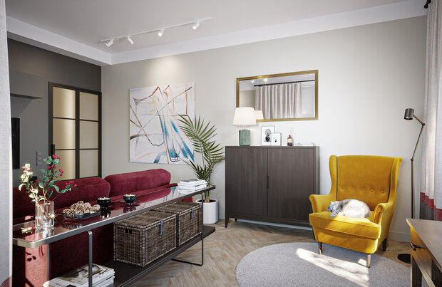 Фотография: Гостиная в стиле Современный, Скандинавский, Квартира, Проект дня, Санкт-Петербург, 2 комнаты, 60-90 метров, Анна Иноземцева – фото на INMYROOM