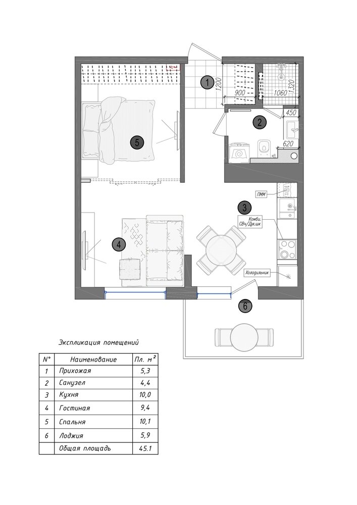 Фотография: Планировки в стиле , Современный, Квартира, Студия, Проект недели, Москва, Монолитный дом, 40-60 метров, BLACK WALL Interior, Евгения Чучарина, Александр Родин – фото на INMYROOM