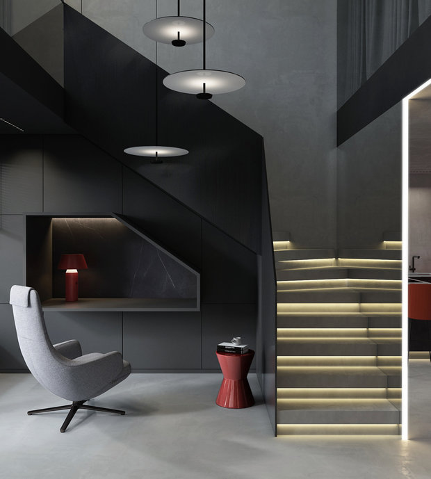 Фото из портфолио Минималистичная двухуровневая квартира в ЖК "Европейский Берег" г. Новосибириск – фотографии дизайна интерьеров на INMYROOM