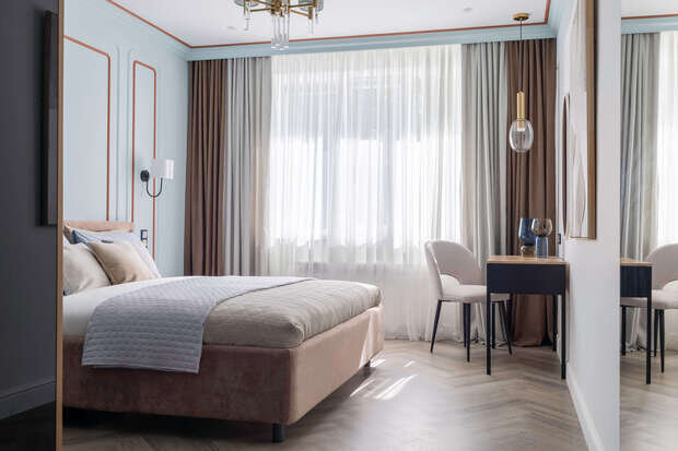 Фотография: Спальня в стиле Классический, Современный, Эклектика, Квартира, Проект дня, Казахстан, 3 комнаты, Более 90 метров, Надира Мустафина – фото на INMYROOM