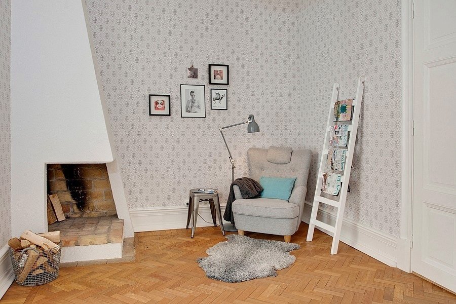 Фотография: Гостиная в стиле Скандинавский, Квартира, Швеция, Цвет в интерьере, Дома и квартиры, Белый, Шебби-шик – фото на INMYROOM Фотография: Гостиная в стиле Скандинавский, Квартира, Швеция, Цвет в интерьере, Дома и квартиры, Белый, Шебби-шик – фото на INMYROOM