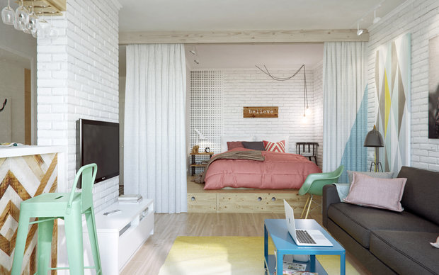 Фото из портфолио Дизайн небольшой квартиры для девушки от INT2 – фотографии дизайна интерьеров на INMYROOM
