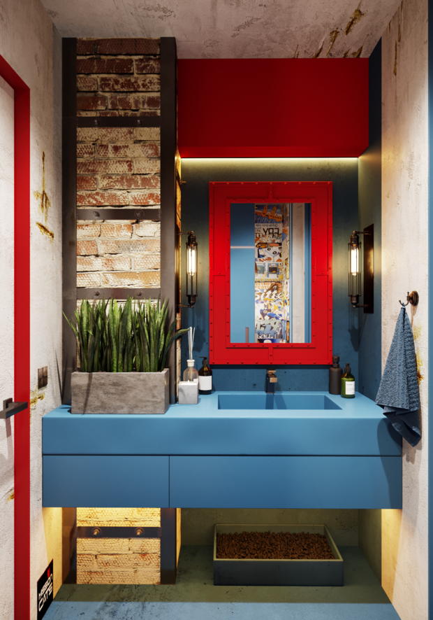 Фотография: Ванная в стиле Лофт, Эклектика, Квартира, Проект недели, Москва, 3 комнаты, 60-90 метров, Алена Горская – фото на INMYROOM
