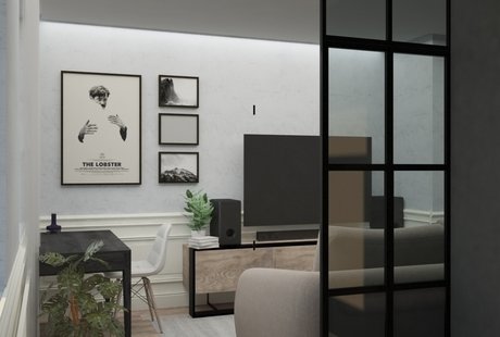 Студия с элементами стилей лофт и скандинавский. 22м²