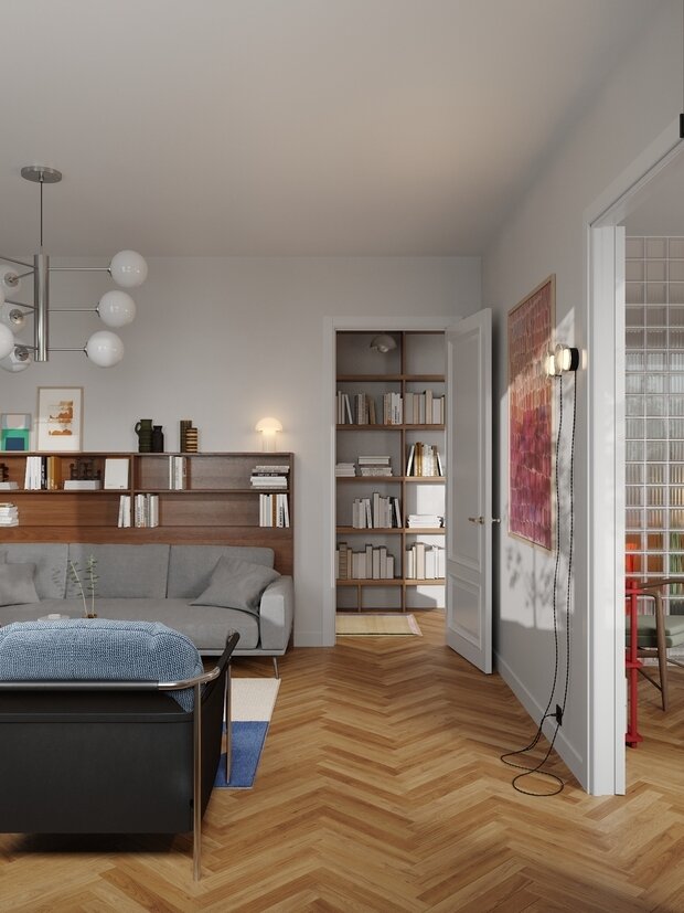 Фотография: Гостиная в стиле Классический, Современный, Эклектика, Квартира, Проект недели, Москва, 4 и больше, Более 90 метров, DSGN HUB, Винтажный – фото на INMYROOM