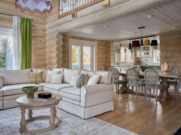 Фотография: Гостиная в стиле Прованс и Кантри, Эклектика, Винтажный, Дом, Проект недели, Дом и дача, Ирина Васильева, 4 и больше, Более 90 метров, студия SVETLITSA, Калязин, Александра Лапина – фото на INMYROOM