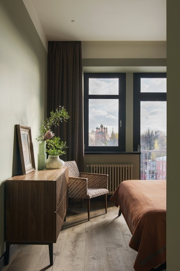 Фотография: Спальня в стиле Скандинавский, Современный, Эклектика, Винтажный, Квартира, Проект недели, Москва, Сталинка, Кирпичный дом, 3 комнаты, 60-90 метров, Алиса Каштанова – фото на INMYROOM