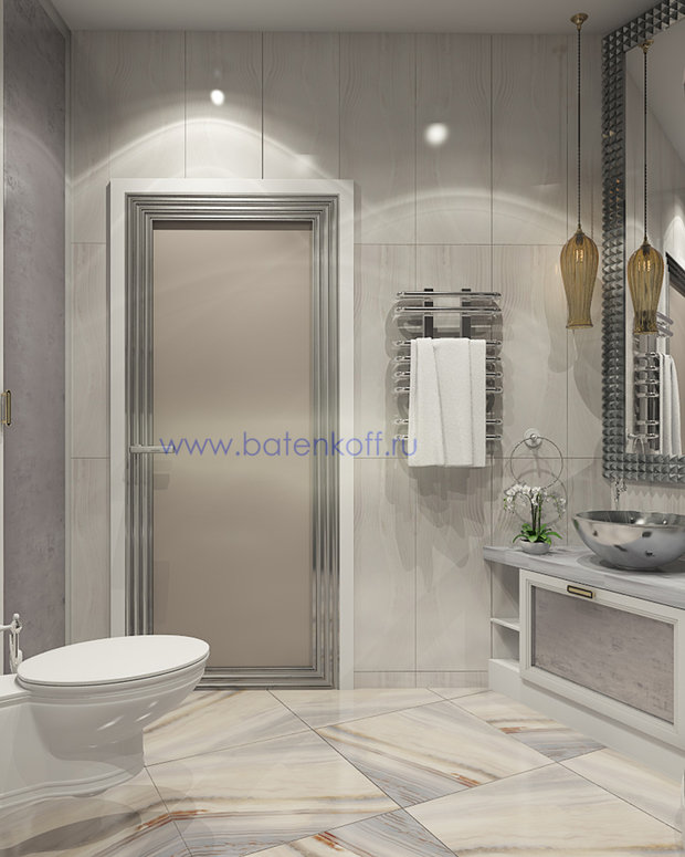 Фото из портфолио Дизайн проект туалета в стиле современной классики. Москва. Мичуринский  – фотографии дизайна интерьеров на InMyRoom.ru