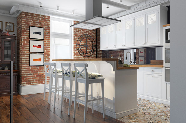 Фотография: Кухня и столовая в стиле Эклектика, Лофт, Квартира, Дома и квартиры – фото на INMYROOM