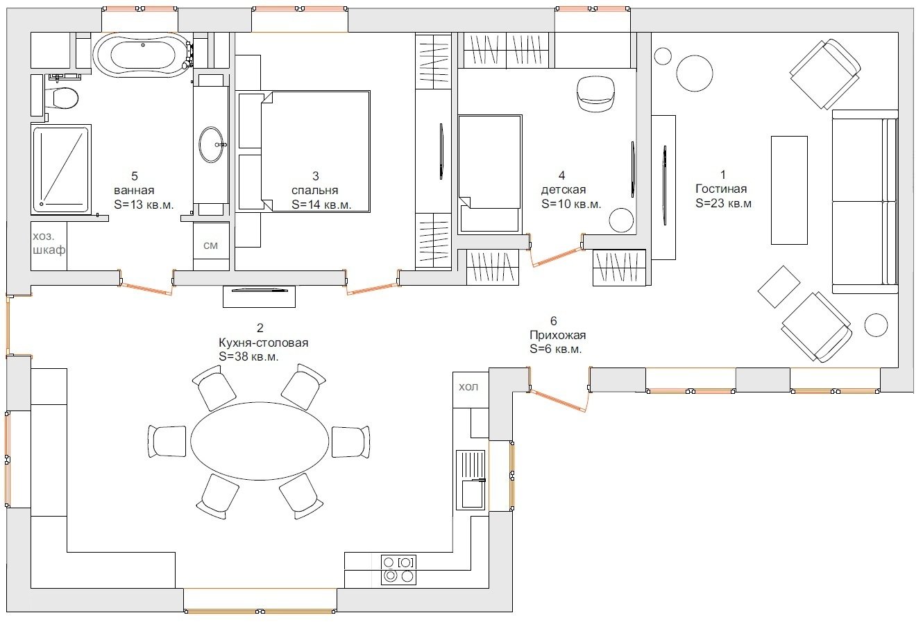 План с расстановкой мебели