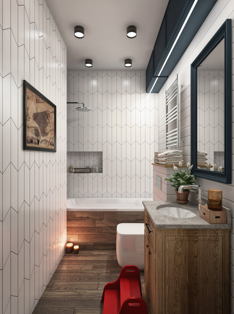 Фотография: Ванная в стиле Лофт, Современный, Квартира, Проект недели, Москва, Серый, Коричневый, ToTaste Studio, Более 90 метров – фото на INMYROOM