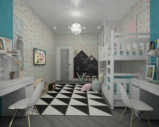 Визуализация интерьера детской в современном стиле