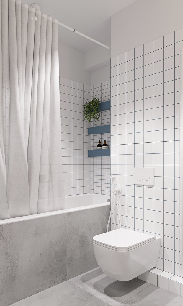 Фотография: Ванная в стиле Скандинавский, Современный, Минимализм, Малогабаритная квартира, Квартира, Проект дня, Москва, Кирпичный дом, 1 комната, до 40 метров, Винтажный, Анастасия Родина, II-18-01/09 – фото на INMYROOM