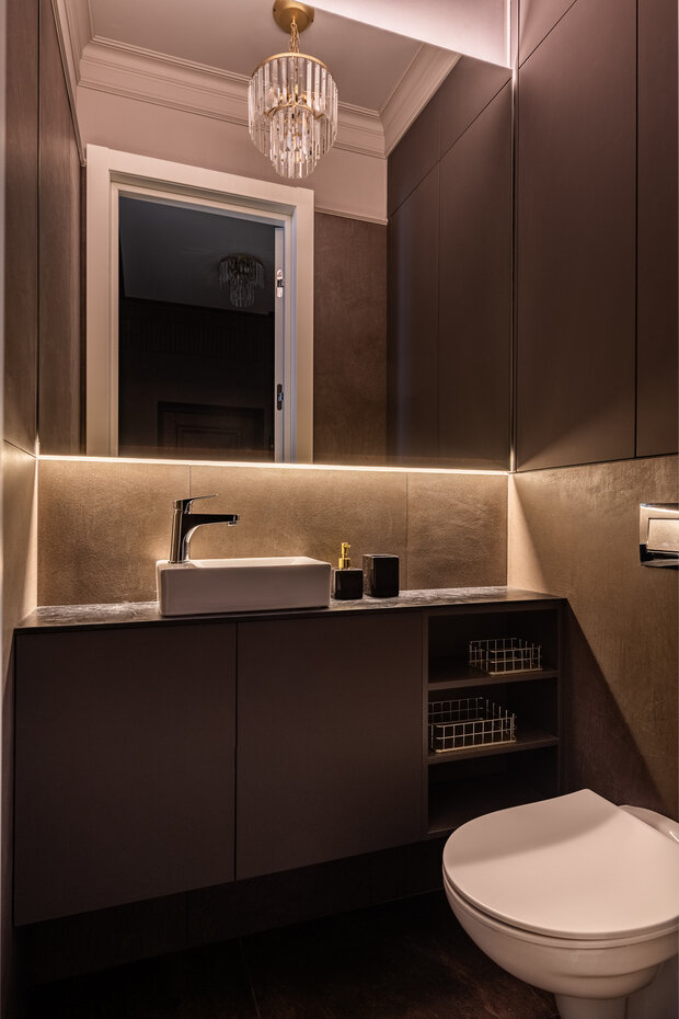 Фотография: Ванная в стиле Современный, Минимализм, Квартира, Проект дня, 2 комнаты, 40-60 метров, Анна Жижайкина, современный с элементами неоклассики – фото на INMYROOM