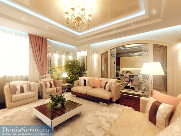 Фото из портфолио Гостиная в загородном доме в Уфе, современная классика – фотографии дизайна интерьеров на INMYROOM