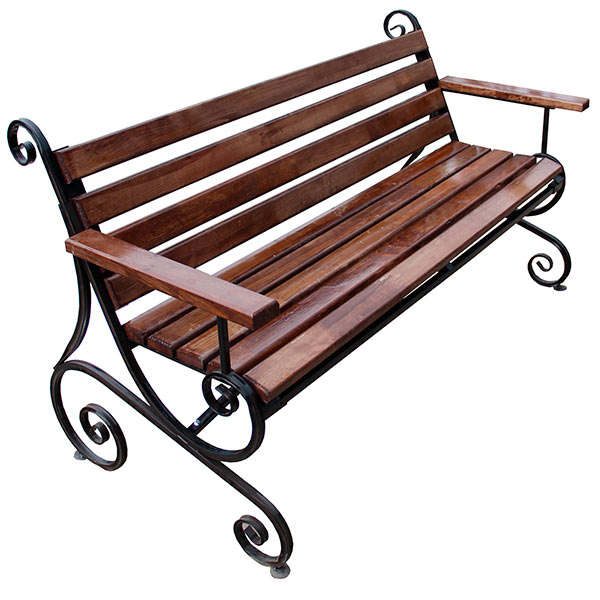 Лавочка садовая с подлокотником Шарм коричневого цвета