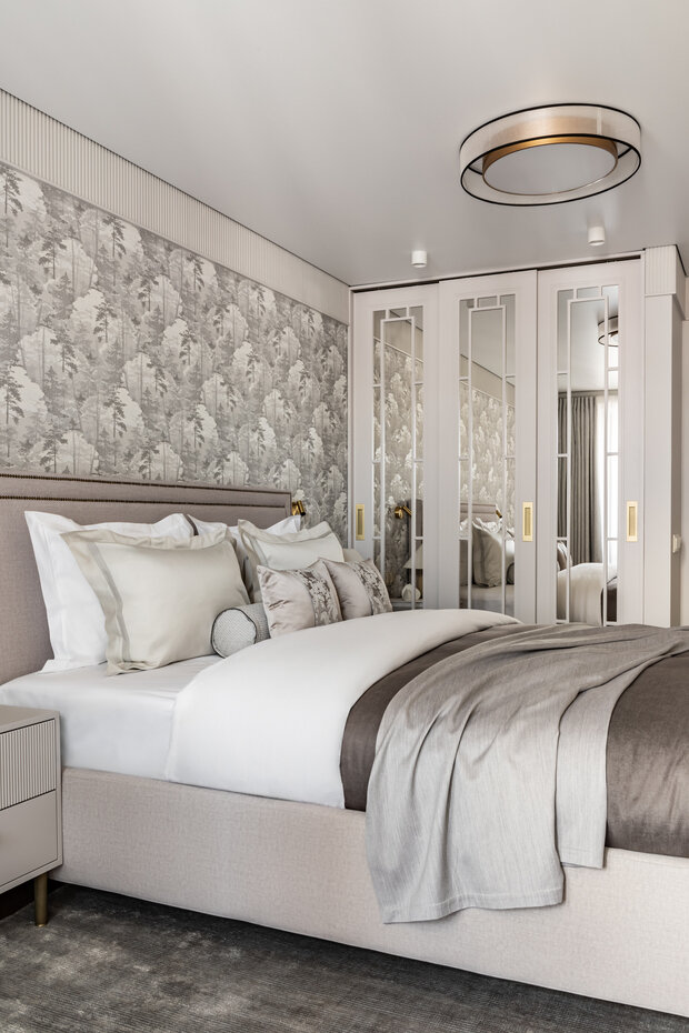 Фотография: Спальня в стиле Современный, Квартира, Проект дня, Москва, Тишинка, Кирпичный дом, 2 комнаты, 60-90 метров, Анастасия Козловская – фото на INMYROOM