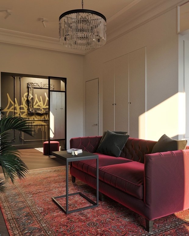 Фотография: Гостиная в стиле Эклектика, Квартира, Проект дня, Москва, Сталинка, 3 комнаты, 40-60 метров, 60-90 метров, IN MY BOX, Анна Показаньева – фото на INMYROOM