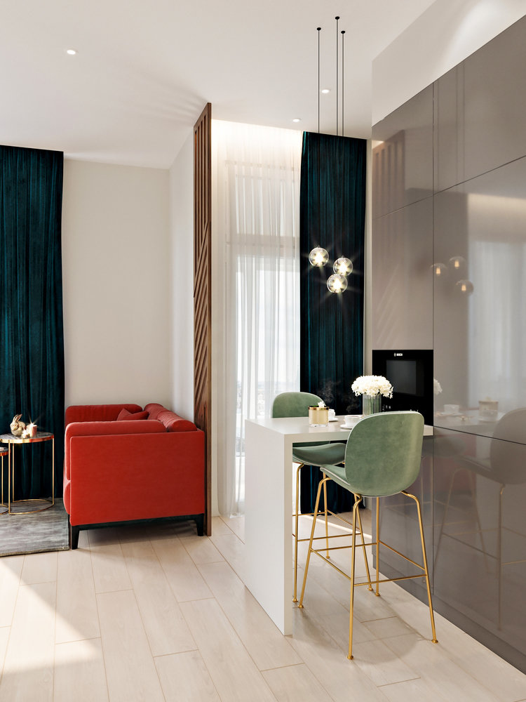 Фотография: Кухня и столовая в стиле Современный, Минимализм, Квартира, Студия, Проект недели, Москва, до 40 метров, Монолитно-кирпичный, LVM BURO – фото на INMYROOM