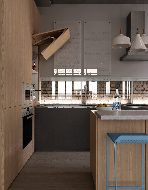 Фотография: Кухня и столовая в стиле Лофт, Квартира, Минимализм, Проект недели, Киев, 3 комнаты, Более 90 метров, buro 4, ЖК sherwood – фото на INMYROOM