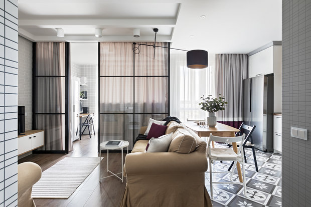 Фотография: Гостиная в стиле Скандинавский, Современный, Малогабаритная квартира, Квартира, Проект недели, Минск, 40-60 метров, Merra Architects – фото на INMYROOM