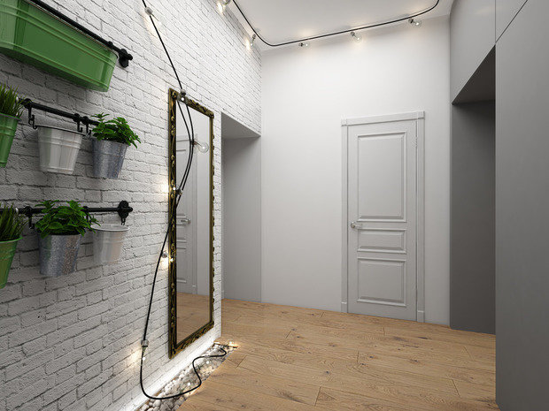 Фотография: Прихожая в стиле Лофт, Скандинавский, Квартира, Белый, Проект недели, Синий – фото на INMYROOM