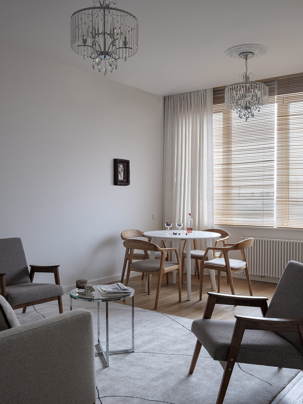 Фотография: Гостиная в стиле Скандинавский, Современный, Минимализм, Квартира, Проект дня, Москва, 3 комнаты, 60-90 метров, Анна Мальцева, скандинавский с элементами минимализма – фото на INMYROOM