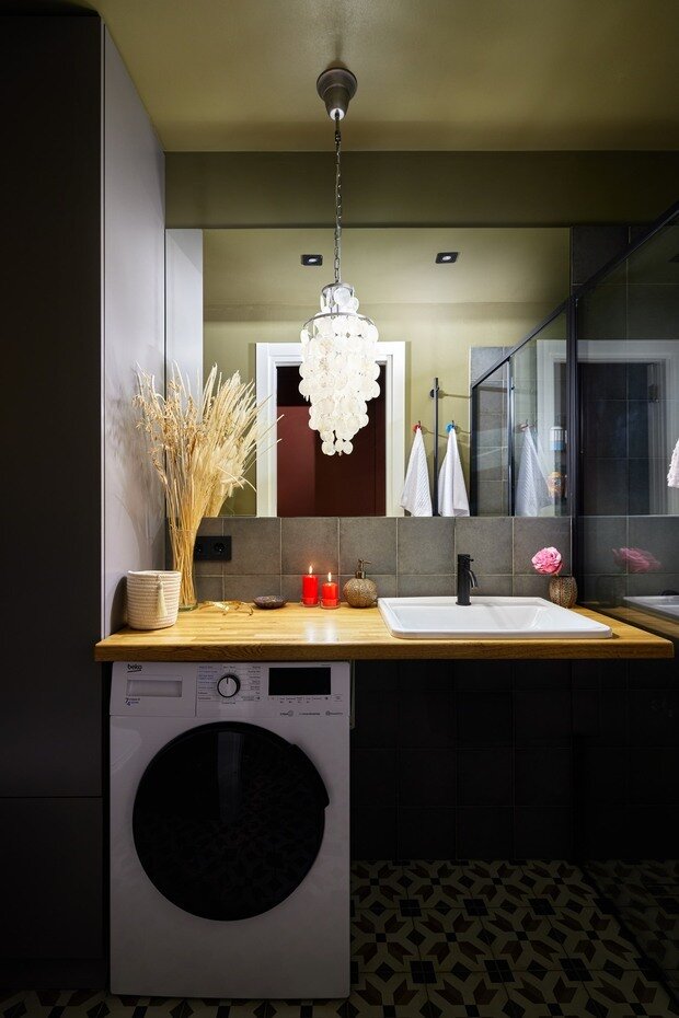 Фотография: Ванная в стиле Скандинавский, Современный, Эклектика, Винтажный, Малогабаритная квартира, Квартира, Проект дня, Санкт-Петербург, 2 комнаты, 40-60 метров, Эльнара Майылова – фото на INMYROOM