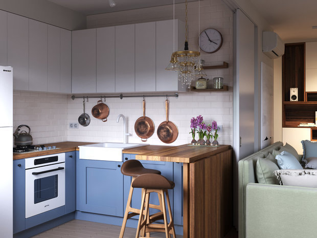 Фотография: Кухня и столовая в стиле Скандинавский, Советы, маленькая кухня, Ашан, Auchan – фото на INMYROOM