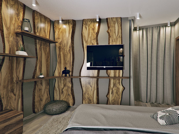 Фотография: Спальня в стиле Современный, Эко, Дом, Проект недели, Дача, Волгоград, 4 и больше, Более 90 метров, Дизайн-студия Leгко – фото на INMYROOM