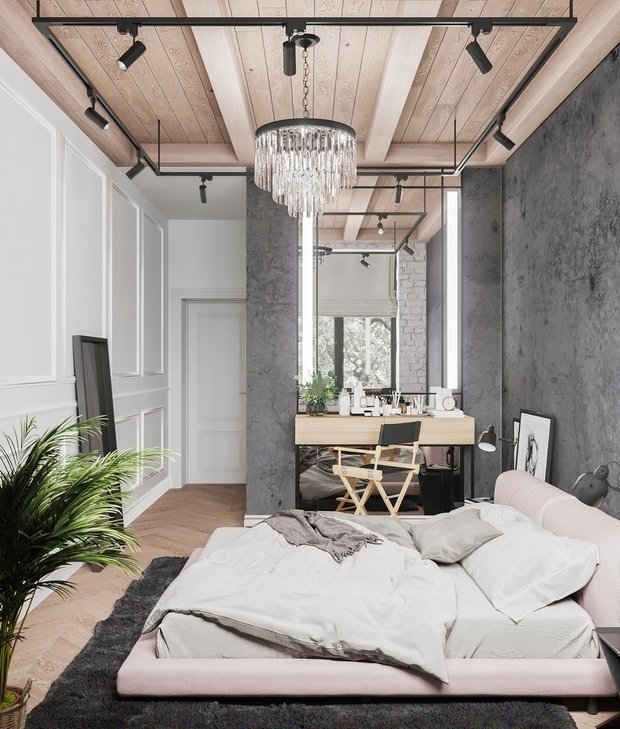 Фотография: Спальня в стиле Лофт, Квартира, Перепланировка, Москва, 3 комнаты, 60-90 метров, Анна Показаньева – фото на INMYROOM