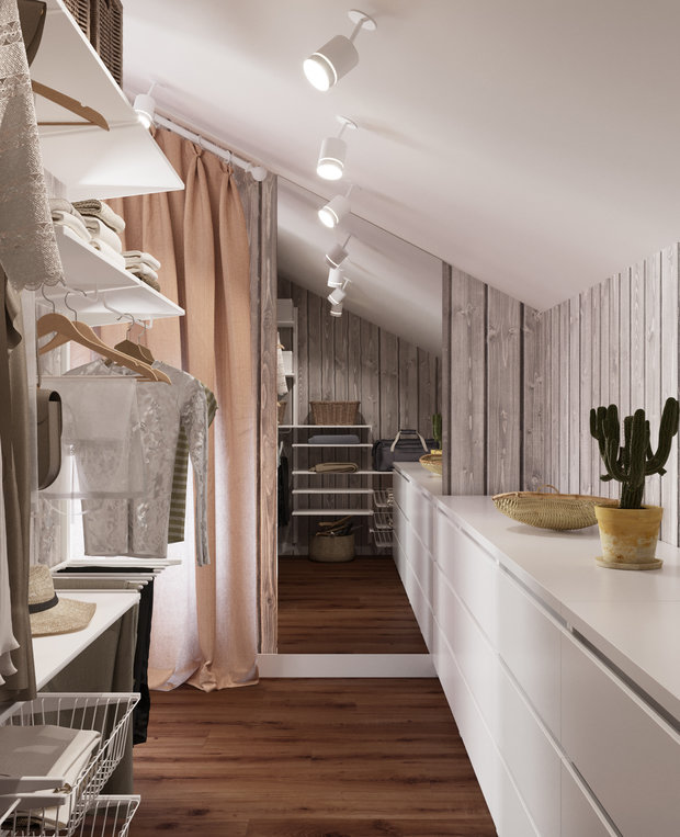 Фотография: Гардеробная в стиле Скандинавский, Дом, Проект недели, Дом и дача, Ленинградская область, 4 и больше, Более 90 метров, Анастасия Рамазанова – фото на INMYROOM