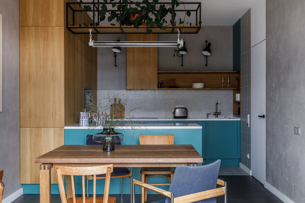 Фотография: Кухня и столовая в стиле Лофт, Современный, Квартира, Проект недели, Москва, 2 комнаты, 40-60 метров, 60-90 метров, Zzburo – фото на INMYROOM