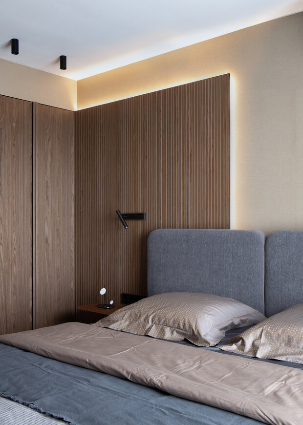 Фотография: Спальня в стиле Современный, Минимализм, Квартира, Проект дня, Санкт-Петербург, 2 комнаты, Более 90 метров, Эксклюзивные проекты, минимализм с элементами современного дизайна, фото интерьера, дизайн интерьера фото, Ирина Смышляева – фото на INMYROOM