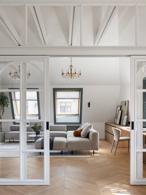 Фотография: Гостиная в стиле Скандинавский, Современный, Эклектика, Минимализм, Квартира, Проект дня, Санкт-Петербург, Кирпичный дом, 3 комнаты, Более 90 метров, Елена Булович – фото на INMYROOM