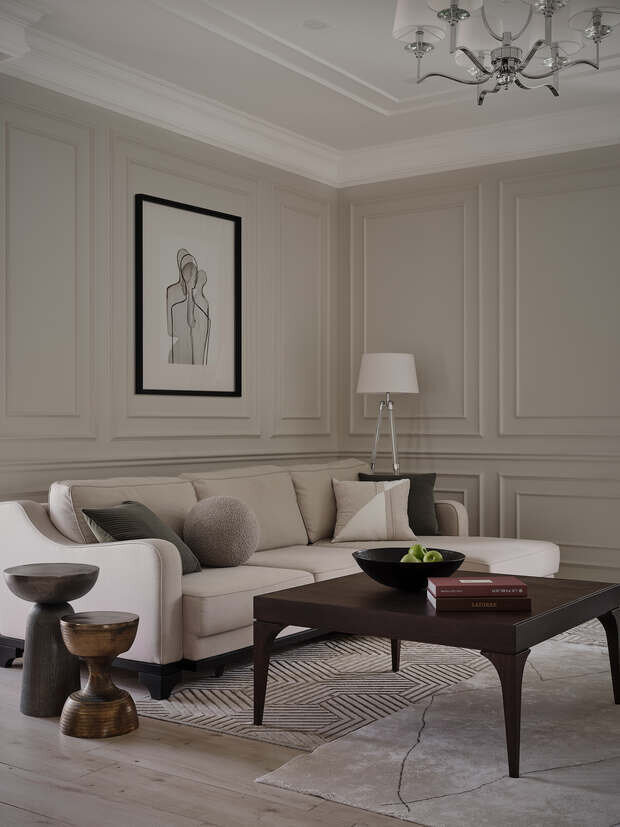 Фотография: Гостиная в стиле Классический, Современный, Дом, Проект дня, Москва, Дом и дача, Блочный дом, 4 и больше, Более 90 метров, классический с современными элементами, Екатерина Бачурина – фото на INMYROOM