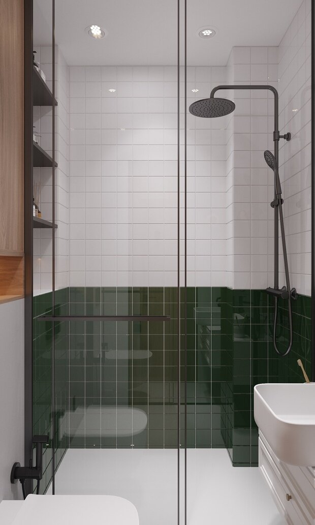 Фотография: Ванная в стиле Современный, Винтажный, Квартира, Проект недели, Москва, Кирпичный дом, 2 комнаты, 40-60 метров, DSGN HUB – фото на INMYROOM