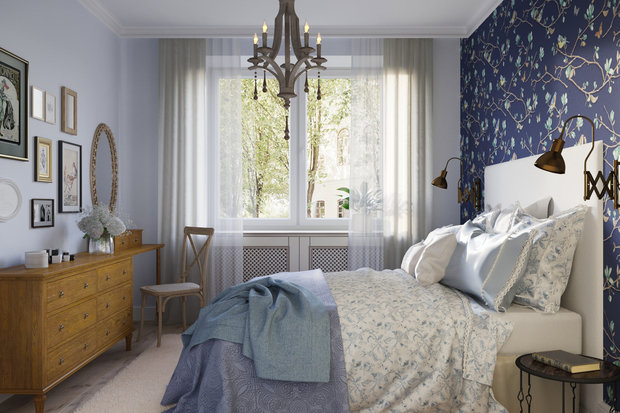 Фотография: Спальня в стиле Прованс и Кантри, Современный, Квартира, Проект недели, Санкт-Петербург, Светлана Гаврилова, Монолитный дом, 2 комнаты, 40-60 метров – фото на INMYROOM